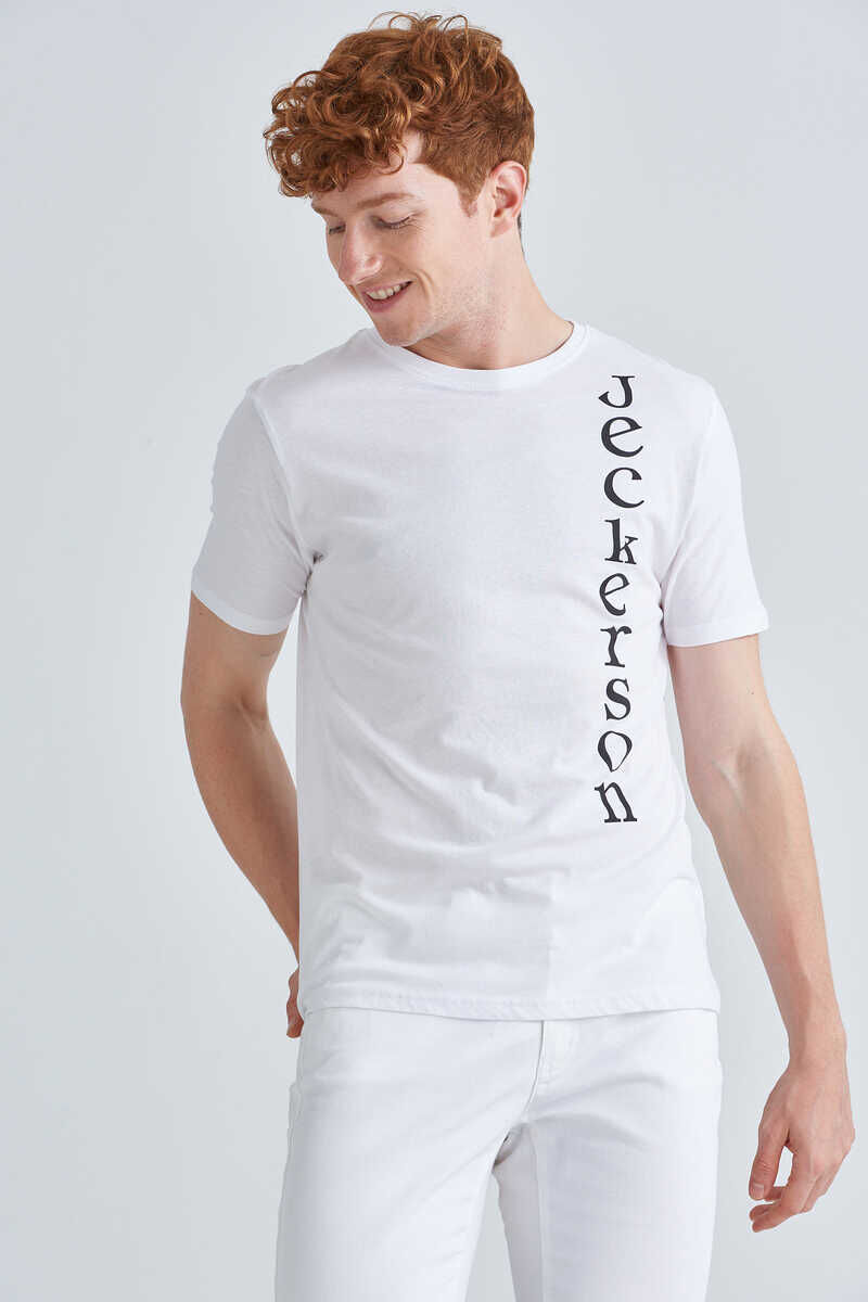 Jeckerson Logolu Bisiklet Yaka Erkek T-Shirt - 1