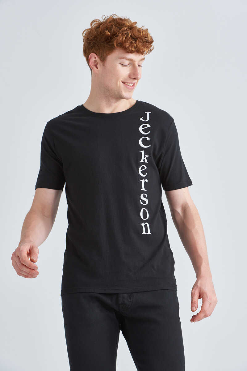 Jeckerson Logolu Bisiklet Yaka Erkek T-Shirt - 1