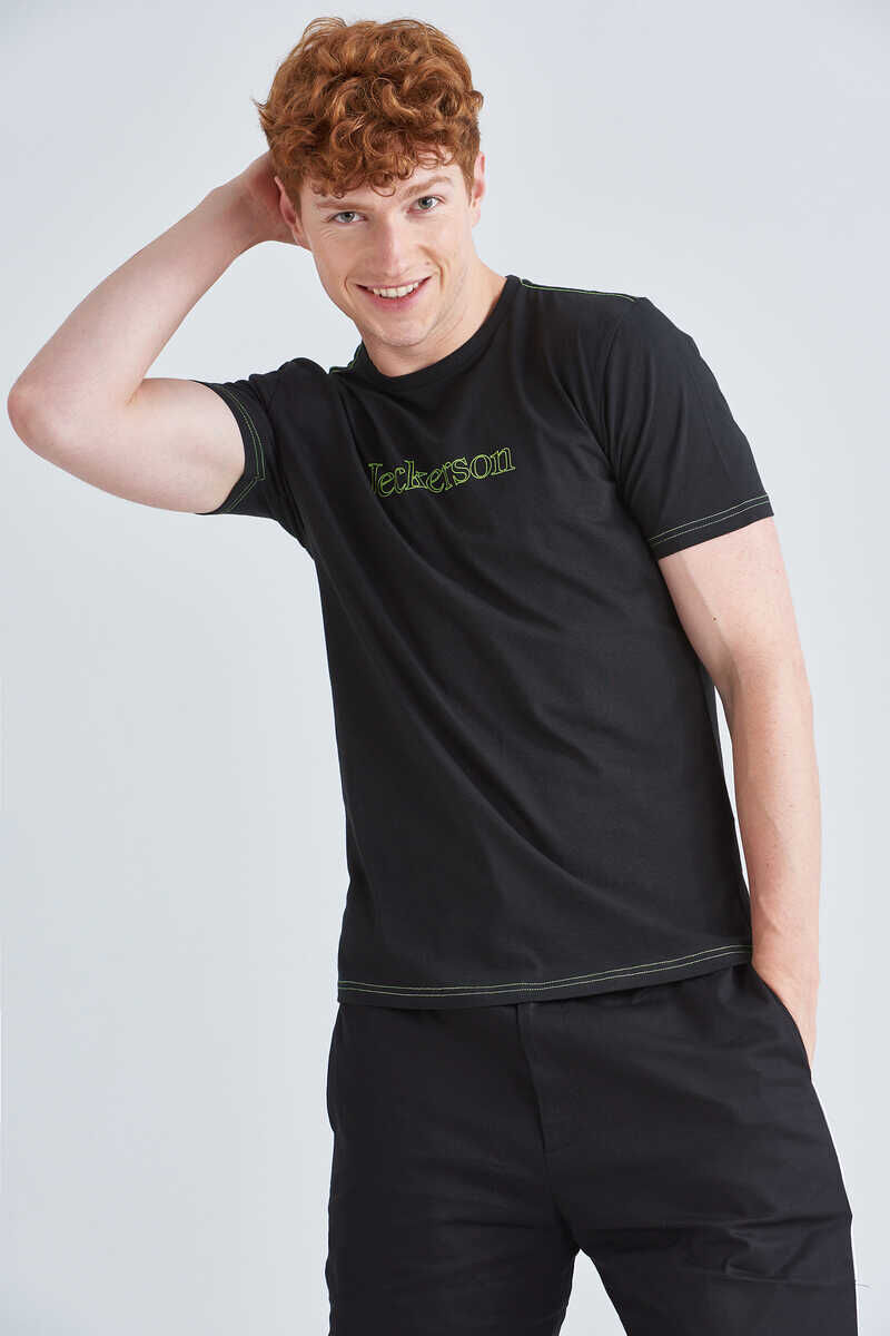 Jeckerson Yazılı Erkek Bisiklet Yaka T-Shirt - 1