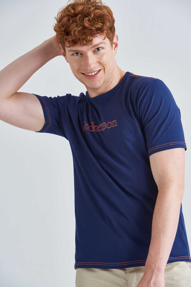 Jeckerson Yazılı Erkek Bisiklet Yaka T-Shirt - 3