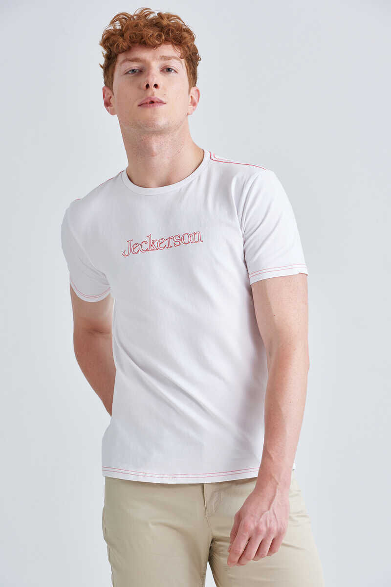 Jeckerson Yazılı Erkek Bisiklet Yaka T-Shirt - 1