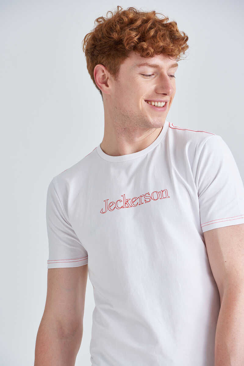 Jeckerson Yazılı Erkek Bisiklet Yaka T-Shirt - 3