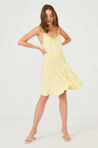 Kadın Askılı Mini Elbise - 6