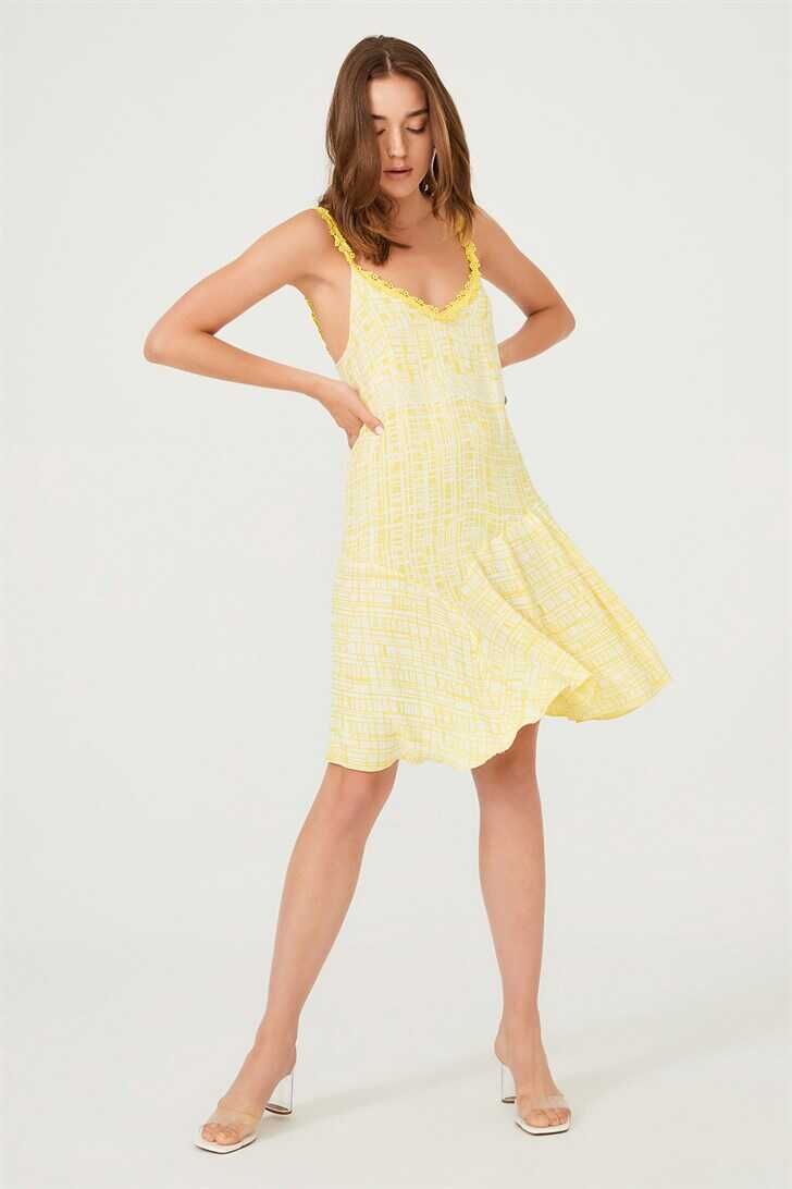 Kadın Askılı Mini Elbise - 6