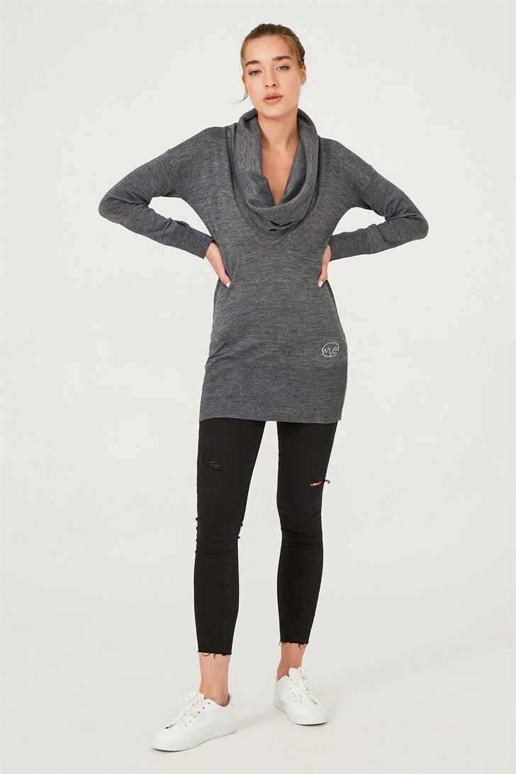 Kadın Balıkçı Yaka Uzun Kollu Triko Kazak - 1