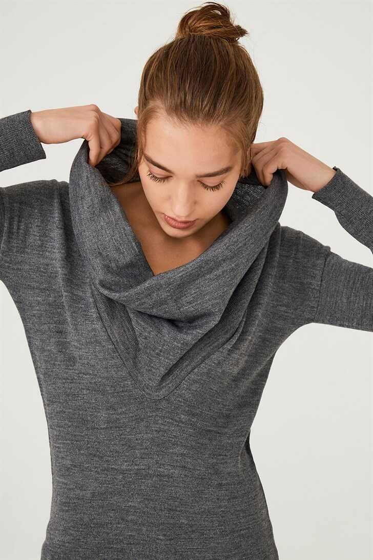 Kadın Balıkçı Yaka Uzun Kollu Triko Kazak - 5