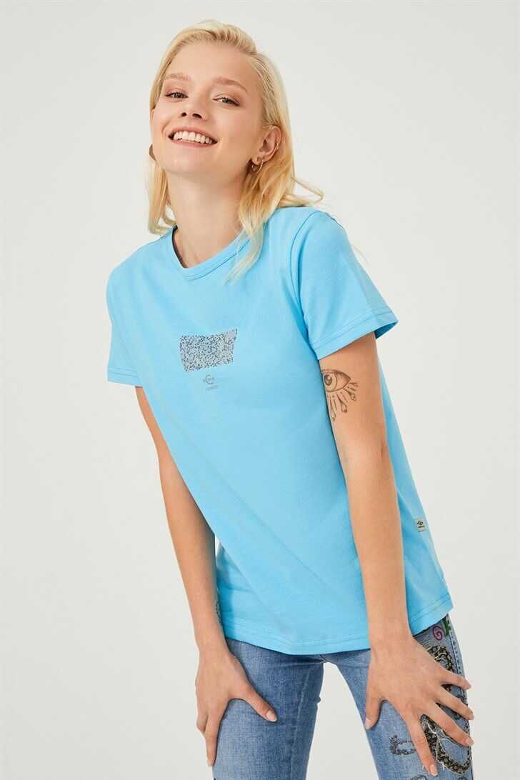 Kadın Bisklet Yaka T-Shirt - 3