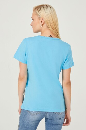 Kadın Bisklet Yaka T-Shirt - 12