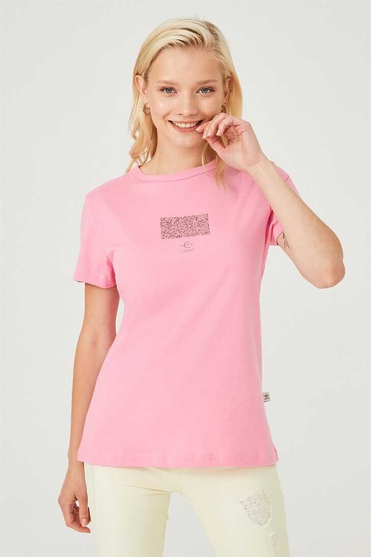 Kadın Bisklet Yaka T-Shirt - 1