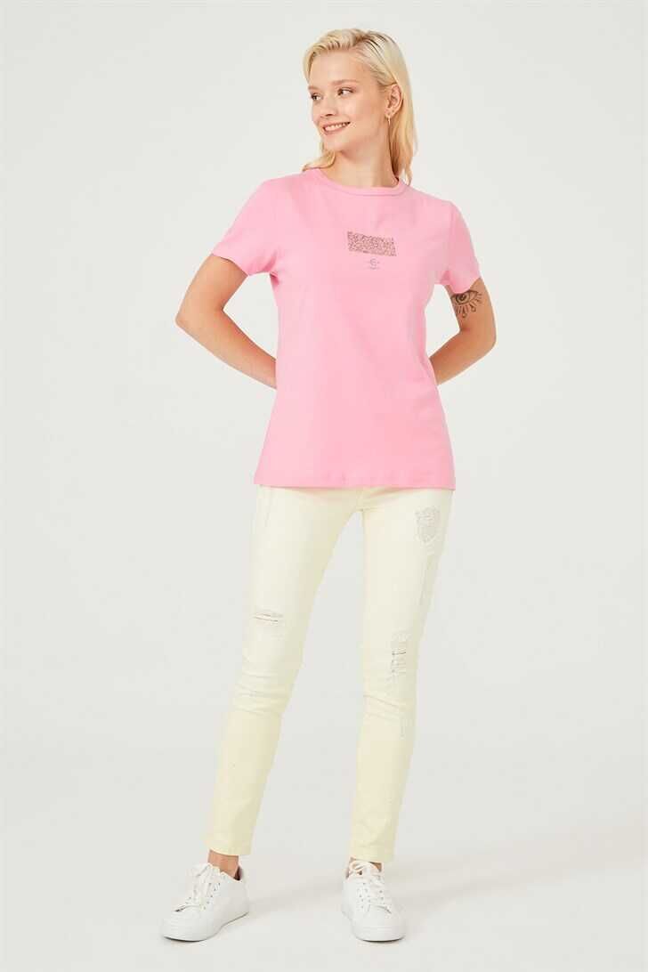 Kadın Bisklet Yaka T-Shirt - 4