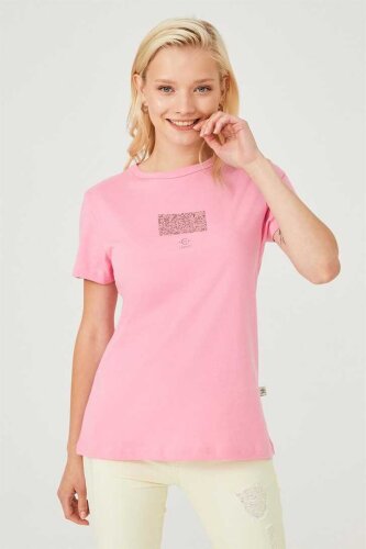 Kadın Bisklet Yaka T-Shirt - 8