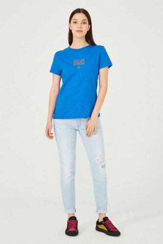 Kadın Bisklet Yaka T-Shirt - 3