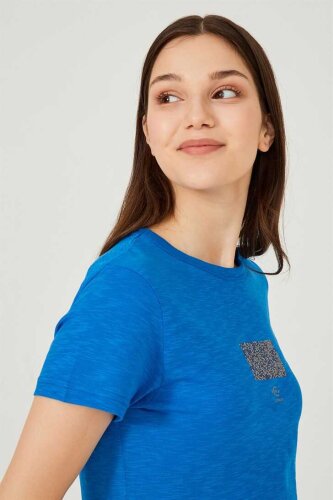 Kadın Bisklet Yaka T-Shirt - 4