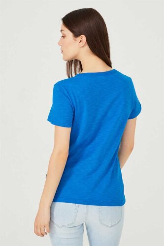 Kadın Bisklet Yaka T-Shirt - 6