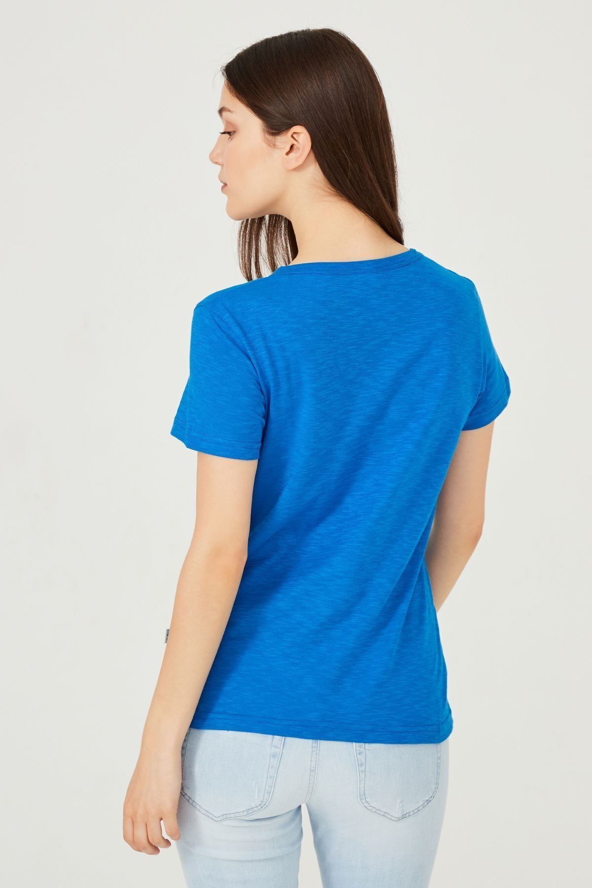 Kadın Bisklet Yaka T-Shirt - 11