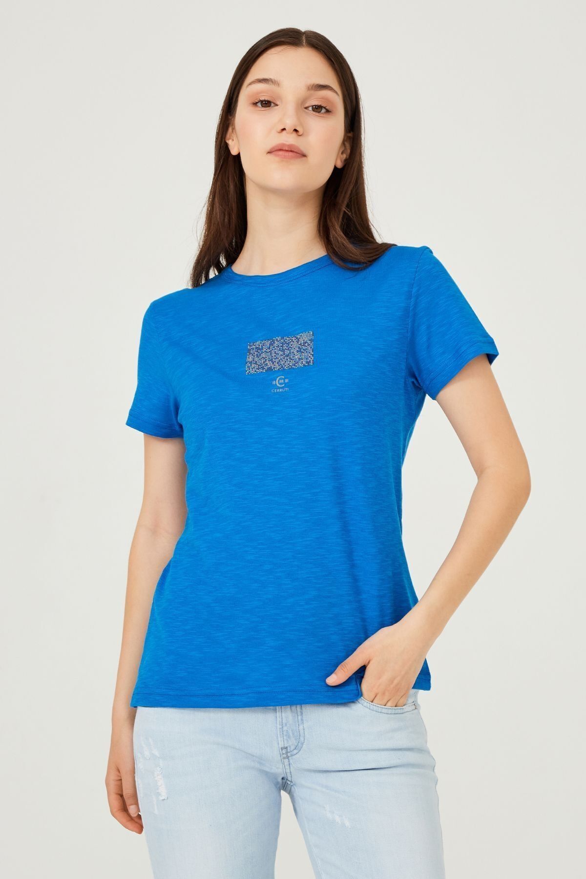 Kadın Bisklet Yaka T-Shirt - 12