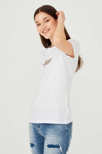 Kadın Bisklet Yaka T-Shirt - 3