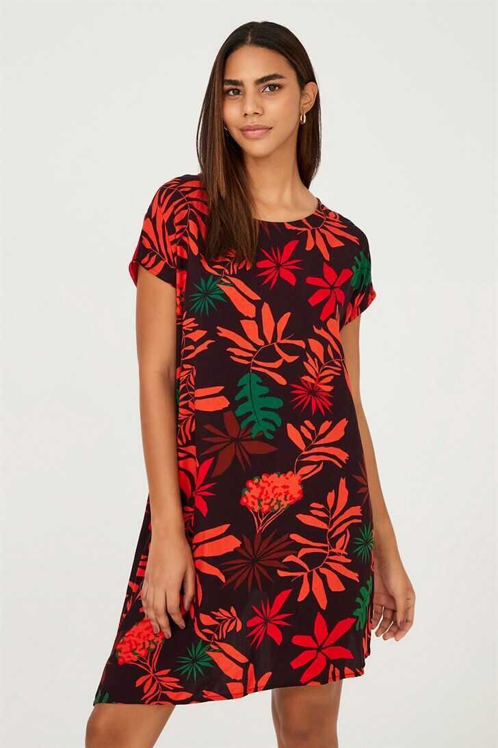 Kadın Çiçekli Mini Elbise - 1