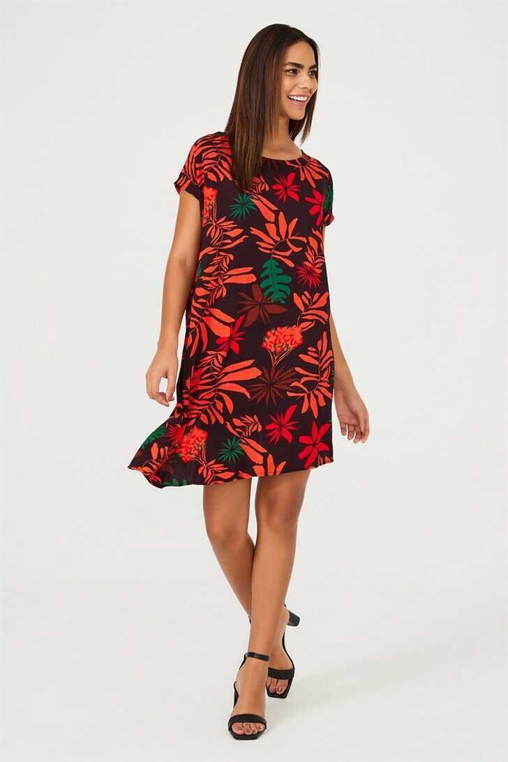 Kadın Çiçekli Mini Elbise - 2
