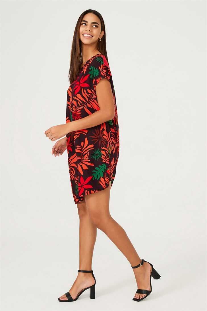 Kadın Çiçekli Mini Elbise - 3