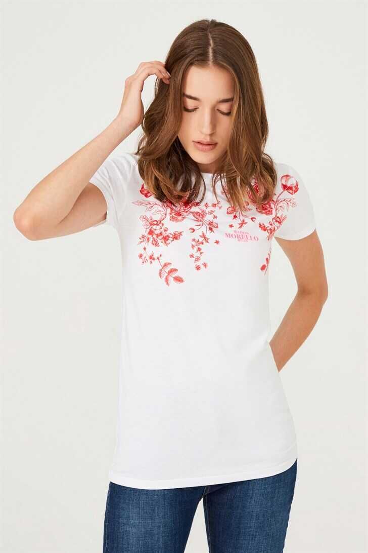Kadın Çiçekli T-Shirt - 1