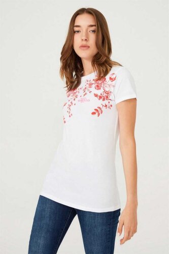 Kadın Çiçekli T-Shirt - 3