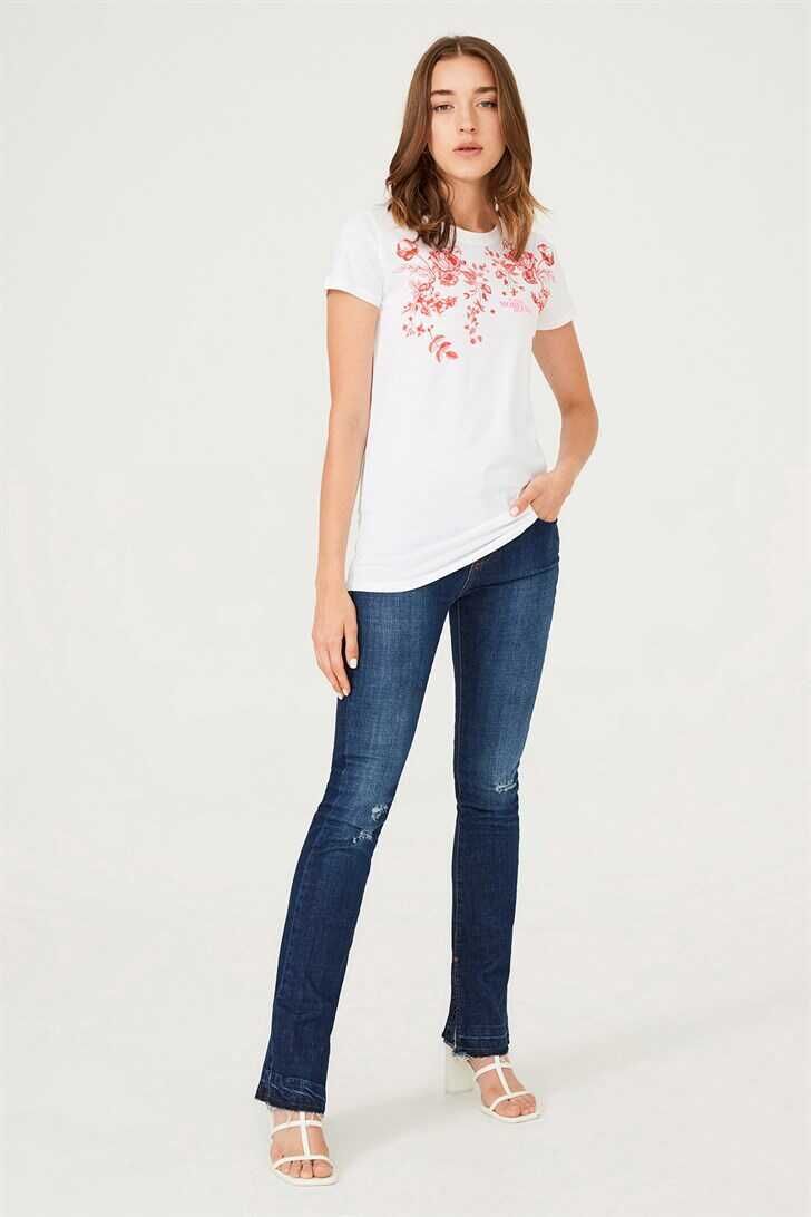 Kadın Çiçekli T-Shirt - 5