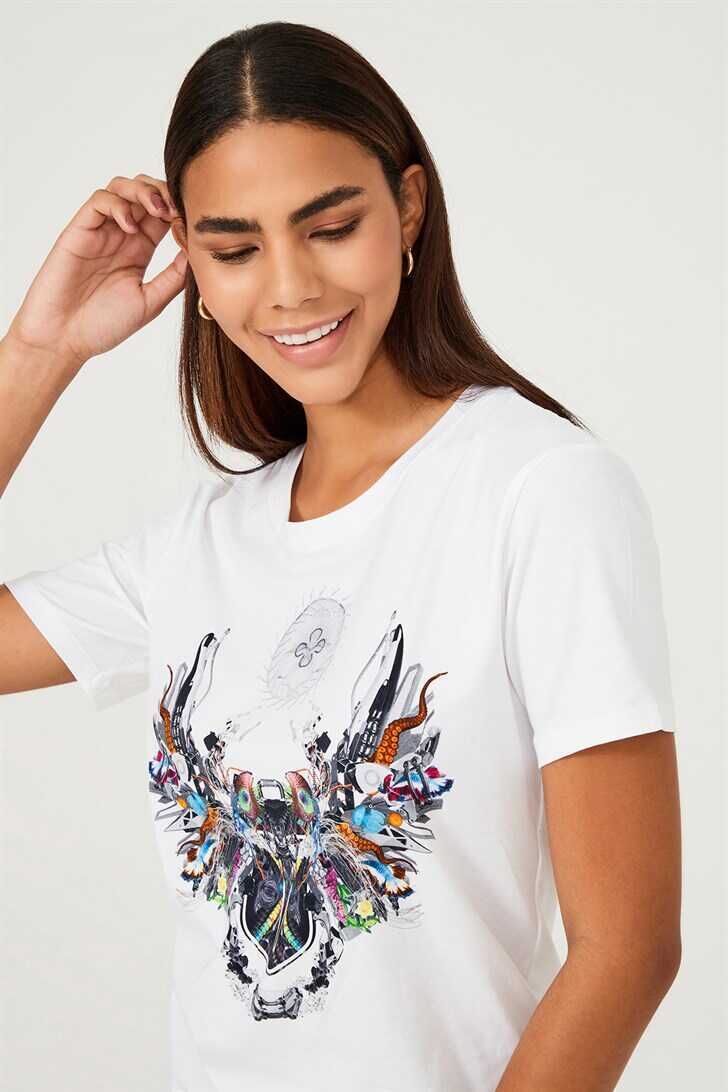 Kadın Etnik Desenli T-Shirt - 4