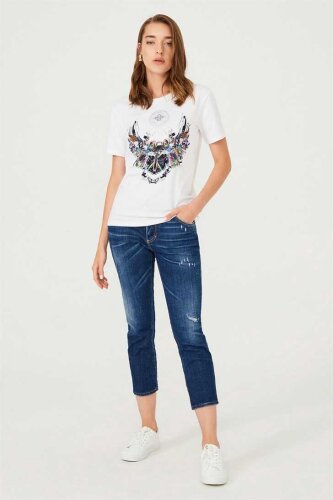 Kadın Etnik Desenli T-Shirt - 12