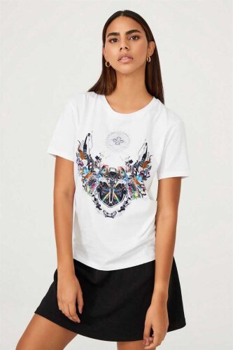 Kadın Etnik Desenli T-Shirt - 16