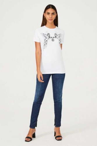 Kadın Kuş Figürlü T-Shirt - 3