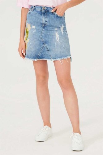 Kadın Mini Kot Etek - 2