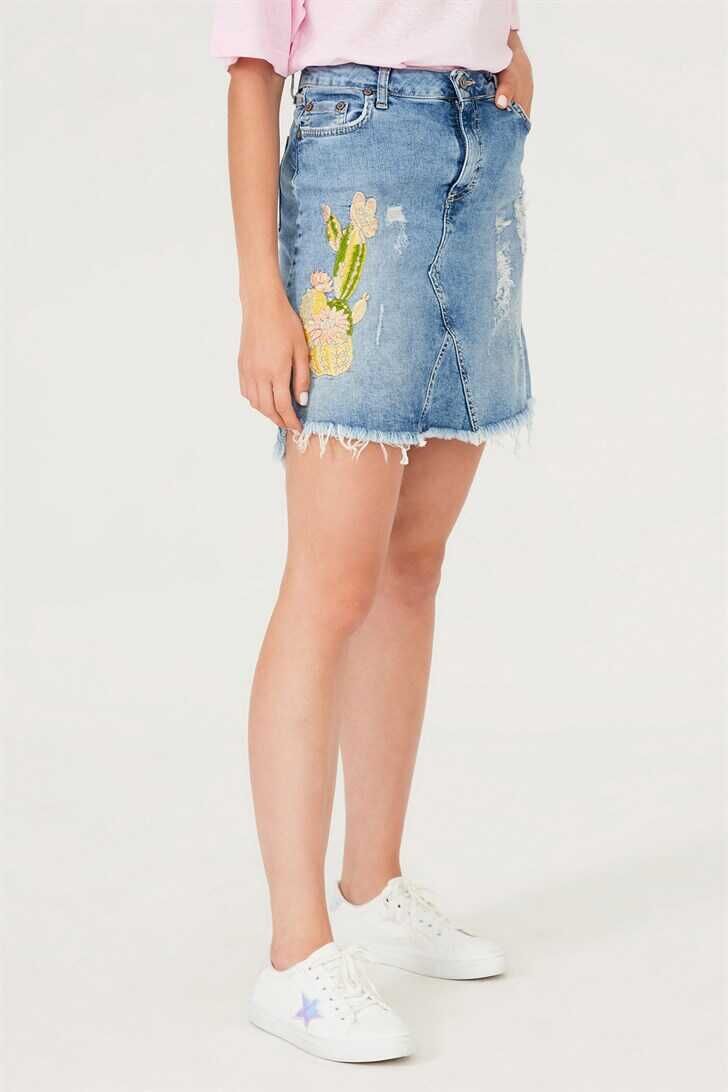 Kadın Mini Kot Etek - 3