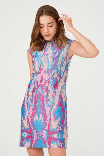 Kadın Renkli Mini Elbise - 2