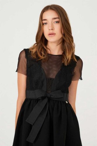 Kadın Tül Detaylı Abiye Elbise - 3