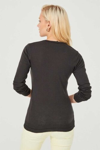 Kadın V yaka Triko Kazak - 4