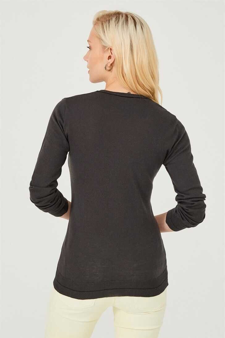 Kadın V yaka Triko Kazak - 4