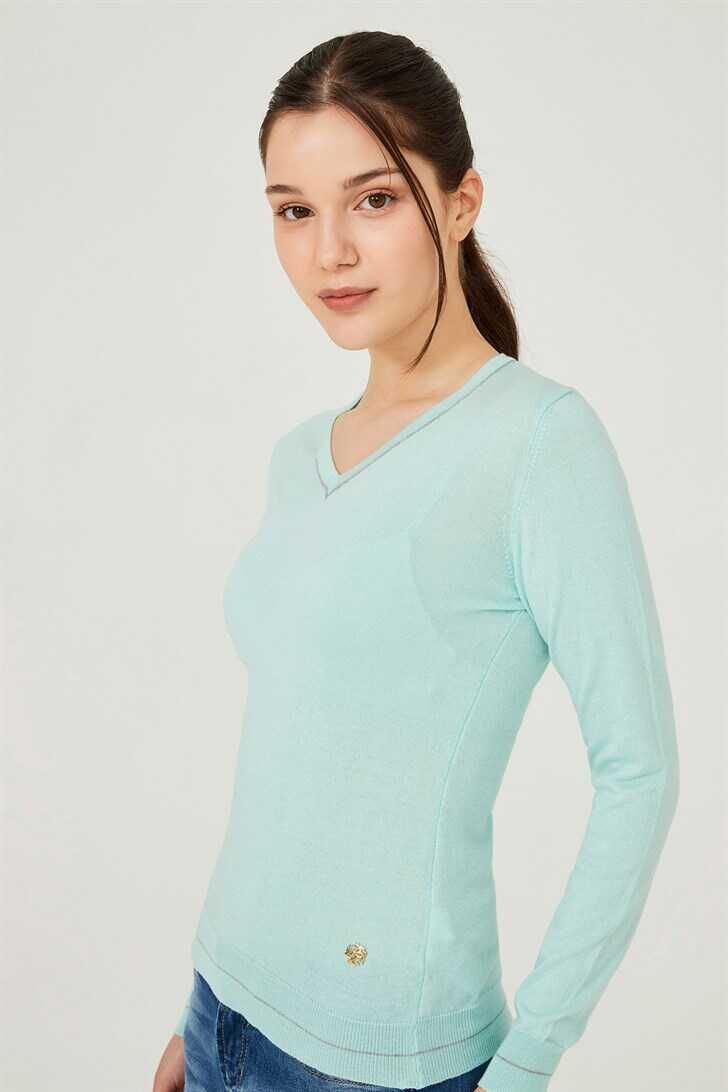 Kadın V yaka Triko Kazak - 2