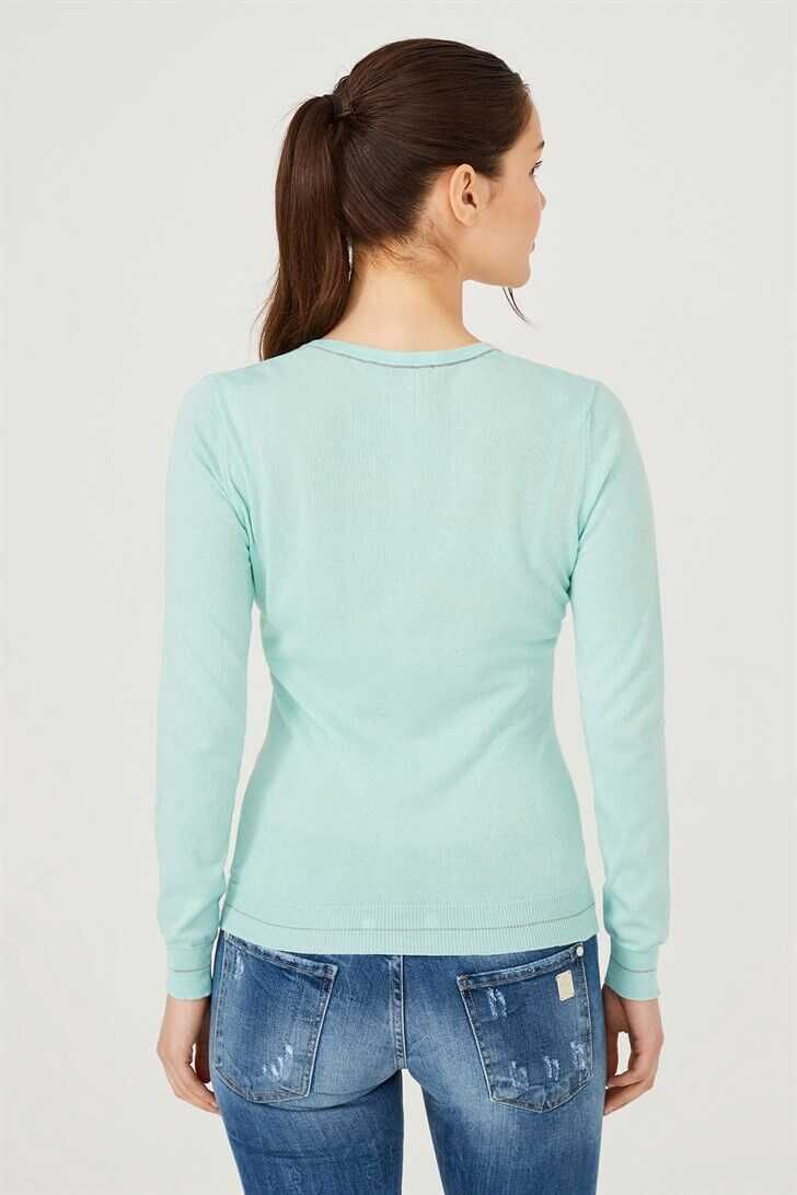 Kadın V yaka Triko Kazak - 4