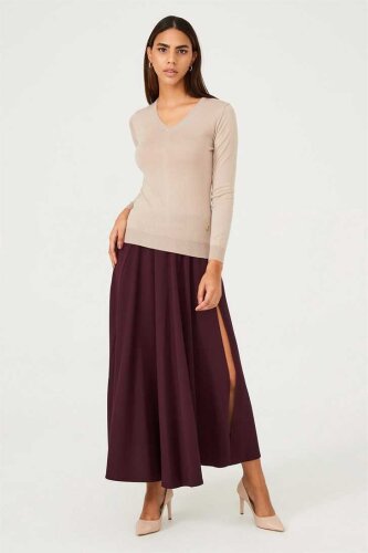 Kadın V yaka Triko Kazak - 3