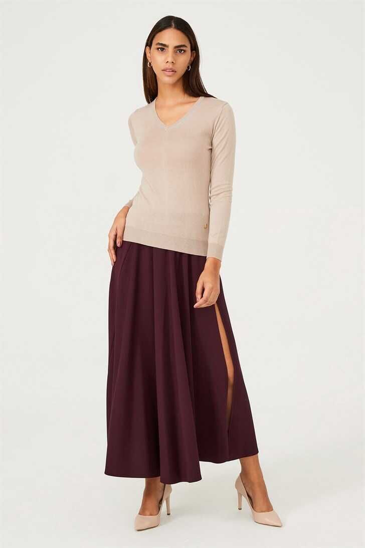 Kadın V yaka Triko Kazak - 3