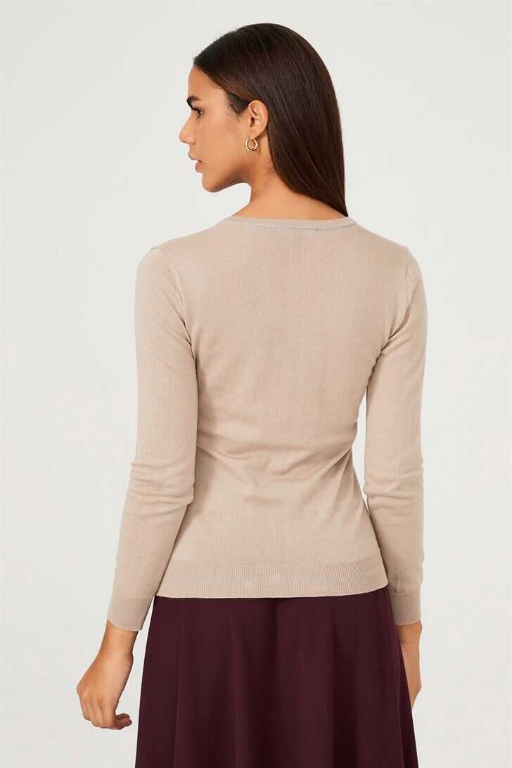 Kadın V yaka Triko Kazak - 4