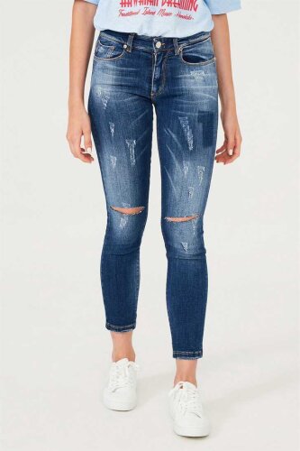 Kadın Yırtık Detay Jeans - 2