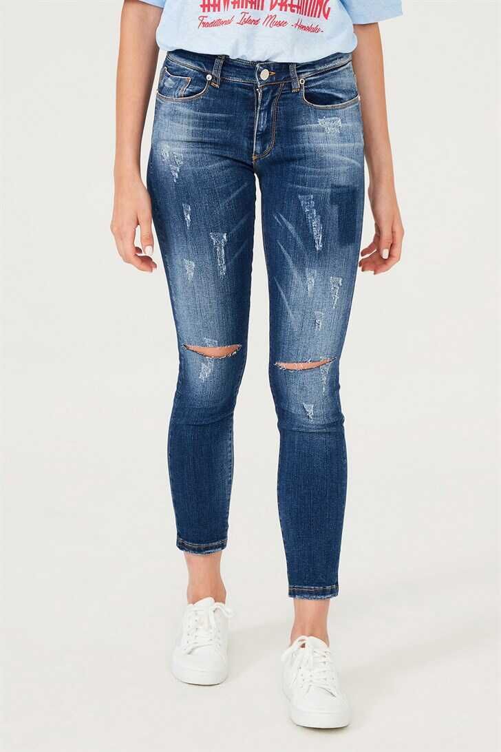 Kadın Yırtık Detay Jeans - 2