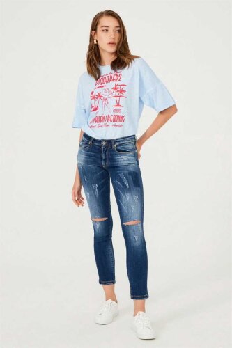 Kadın Yırtık Detay Jeans - Frankie Morello