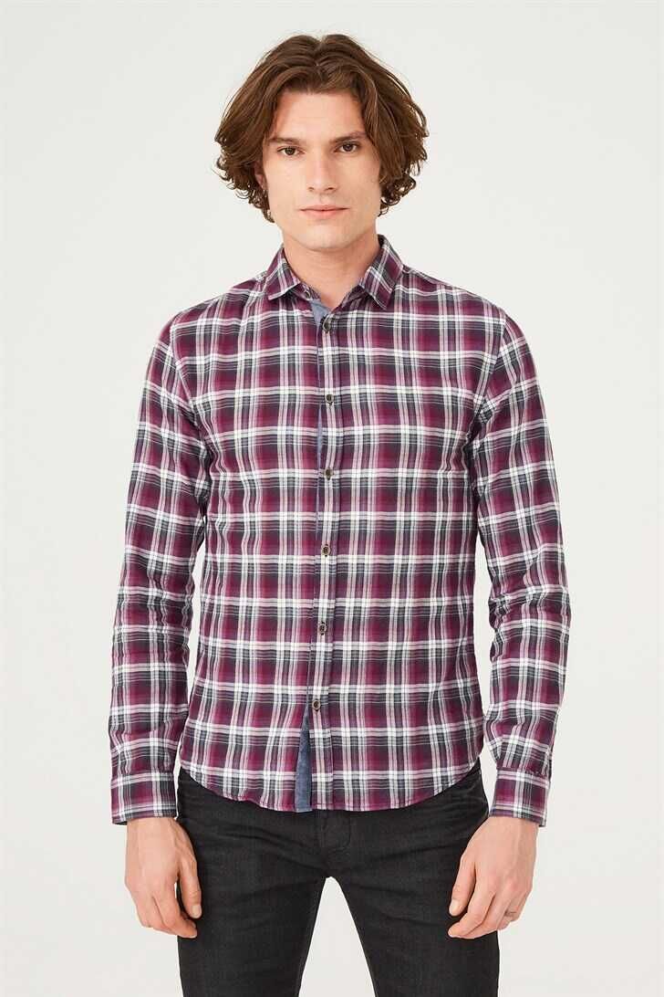 Kareli Uzun Kollu Erkek Gömlek - 1