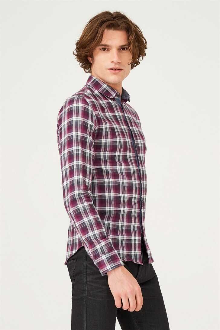 Kareli Uzun Kollu Erkek Gömlek - 3