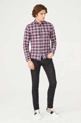 Kareli Uzun Kollu Erkek Gömlek - 6