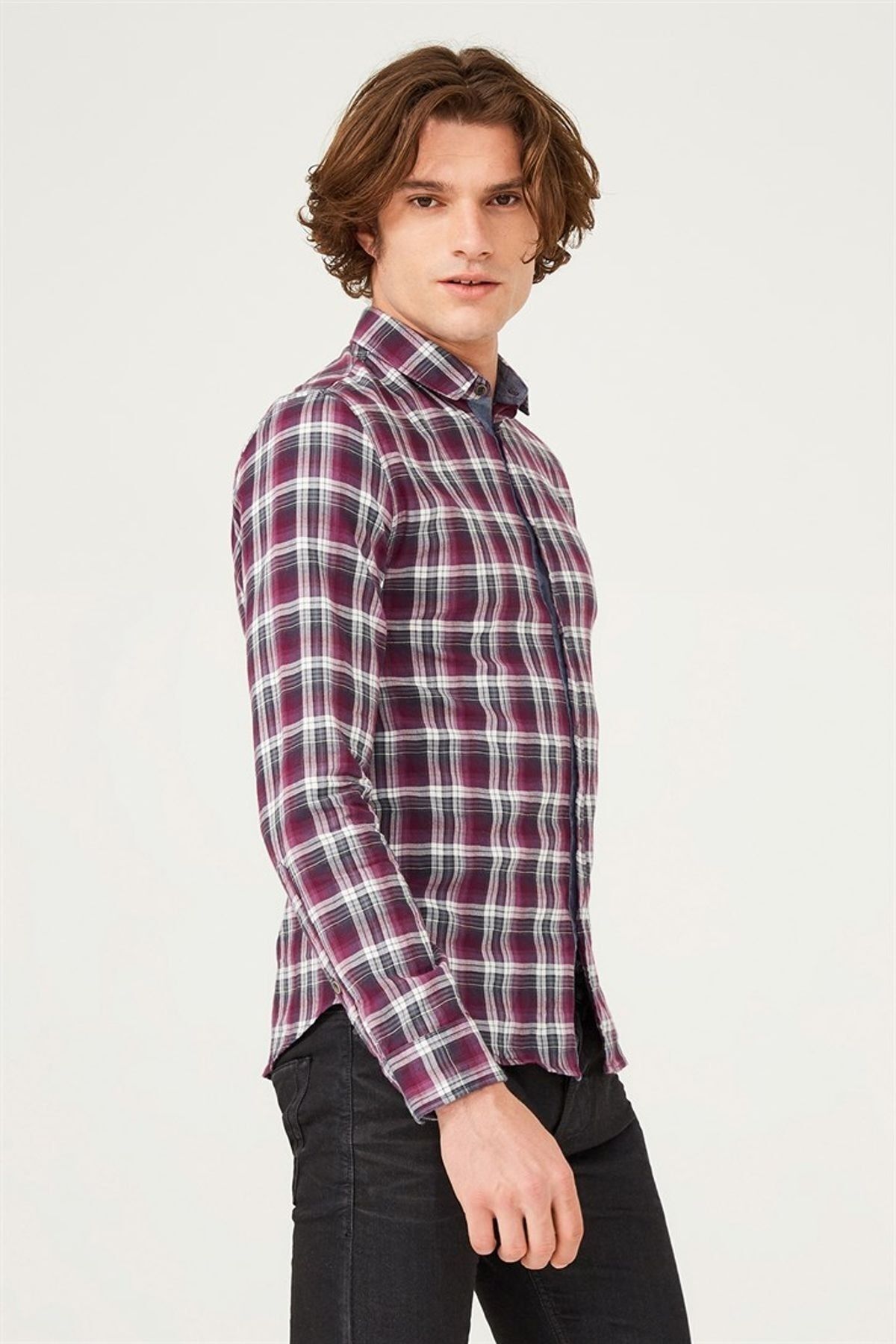 Kareli Uzun Kollu Erkek Gömlek - 7