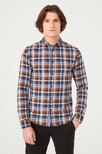 Kareli Uzun Kollu Erkek Gömlek - Byblos